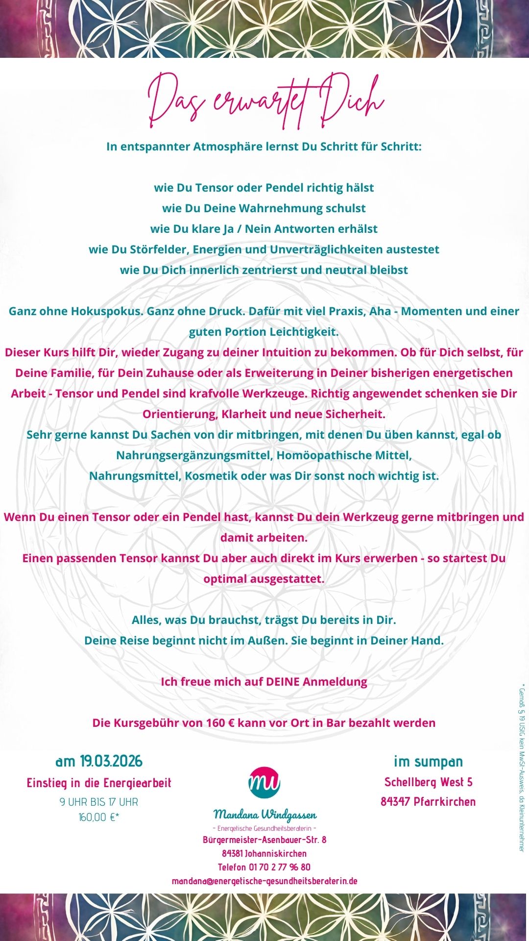 Flyer für Pendelkurs